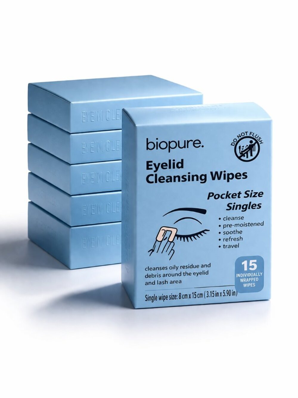 Eyelid Cleansing Wipes 15ct – Pre-Moistened Eye Cleanser Travel Size